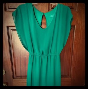 Green chiffon mini dress